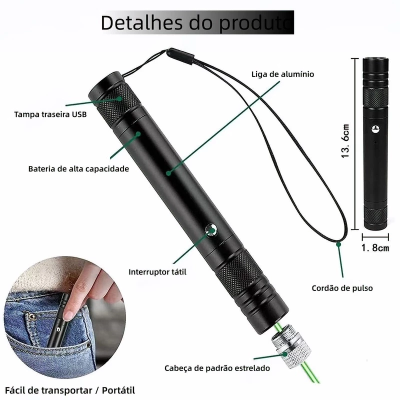 Ponteiro Laser Verde USB