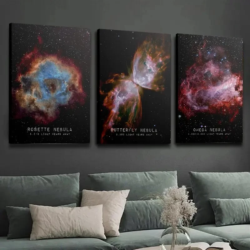 Kit 3 Quadros Nebulosa Espaço Universo Galáxia